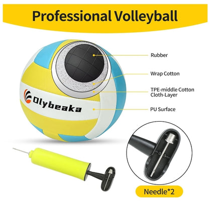 Portable Outdoor Volleyball Net Set with Adjustable Height Poles, 32ft
