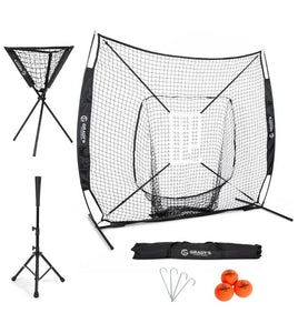 GPS 7x7 Hitting/Pitching Training Bundle - Adjustable Tee, Ball Caddy, Training