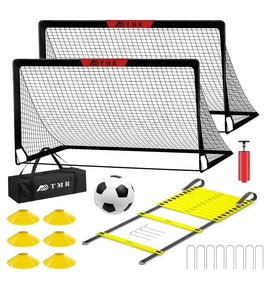 Kids Soccer Goals Set of 2 - 6x4 ft Pop Up Soccer Nets with Ball & Accessories