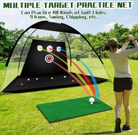 10x7ft Golf Nets for Backyard Driving - Real Golf Balls & Practice Mat