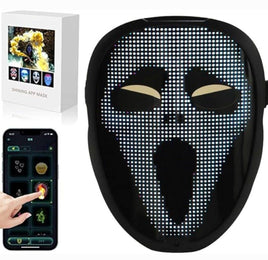 LED Bluetooth App Mask with Gesture Control & LED Gloves - Customizable Messages