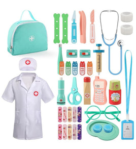 Kids Doctor Kit 39 Pcs Toddler Pretend Play Set with Medical Bag & Costume