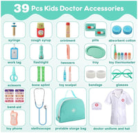 Kids Doctor Kit 39 Pcs Toddler Pretend Play Set with Medical Bag & Costume