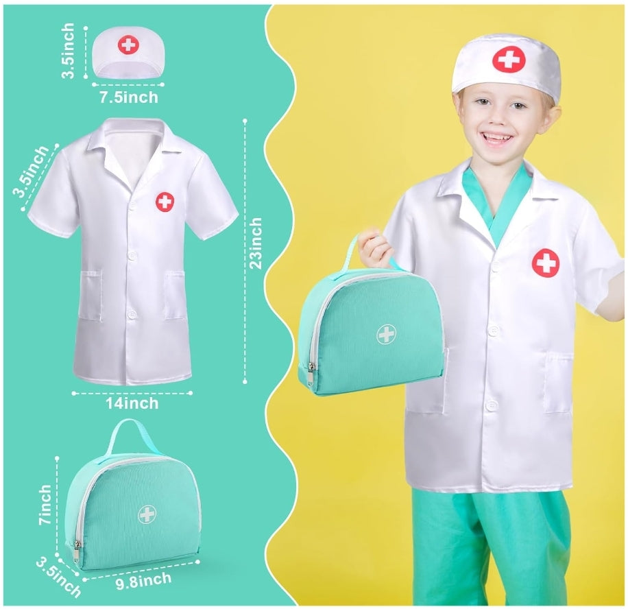 Kids Doctor Kit 39 Pcs Toddler Pretend Play Set with Medical Bag & Costume