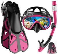 "Vengreedo Adult Snorkel Set with Fins - Dry Top Combo for Snorkeling & Diving"