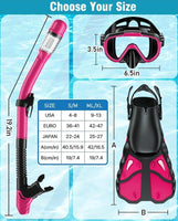 "Vengreedo Adult Snorkel Set with Fins - Dry Top Combo for Snorkeling & Diving"