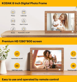 KODAK 8" Digital Picture Frame, 1280x800 HD Screen, No WiFi, Easy Operation