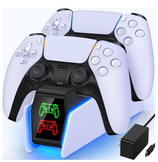 PS5 Controller Charger Station with LED Lights, Dual Fast Charging Dock