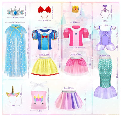 Princess Dress Up Costume Set - 5 Themes for Girls Ages 3-6