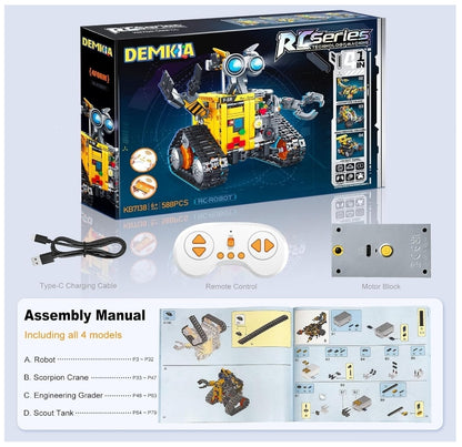 Rechargeable 4-in-1 Robot Building Set | Remote & App Controlled | STEM Toy