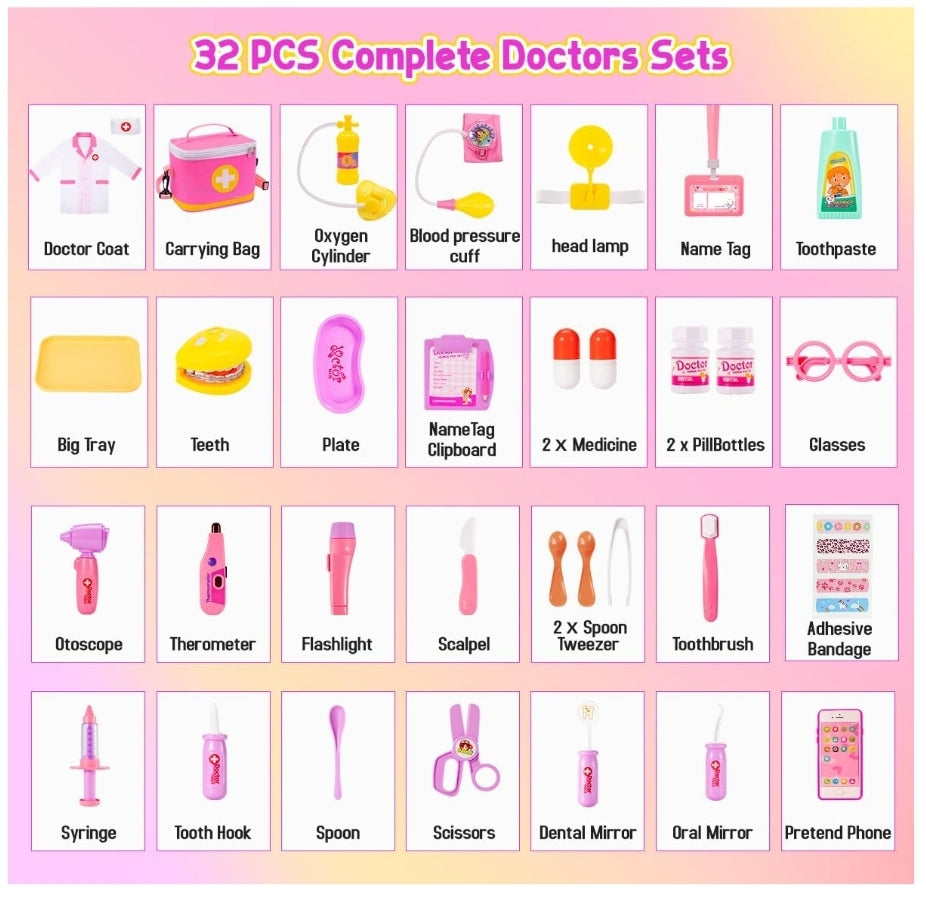 Meland Doctor Kit for Kids | 3-6 Years | Pretend Play Doctor Set