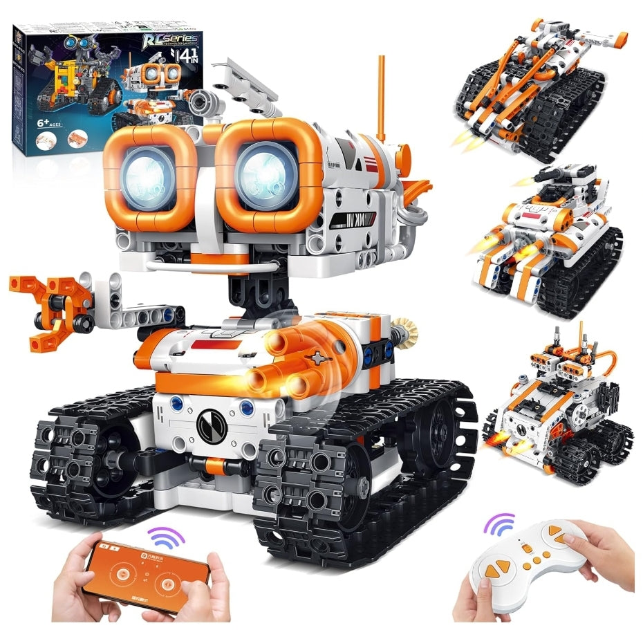 Bouraw 4-in-1 STEM Robot Building Kit | App & Remote Control Toy for Kids