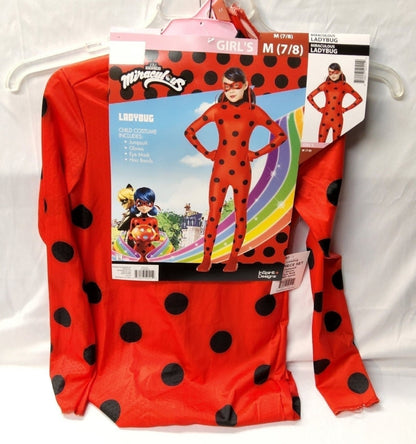 Miraculous Ladybug Costume-Kids Small & Gloves Eye Mask Hair Band Included 7/8