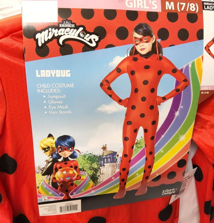 Miraculous Ladybug Costume-Kids Small & Gloves Eye Mask Hair Band Included 7/8