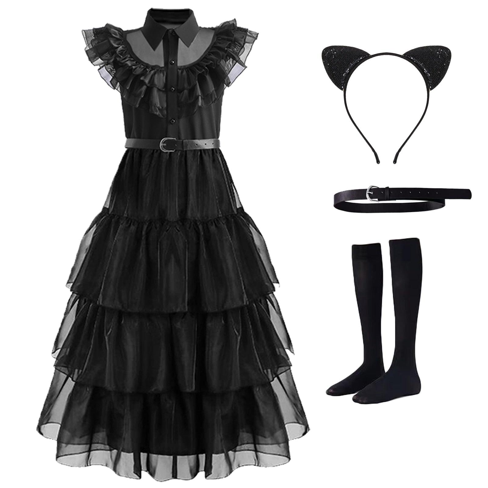 Wednesday Addams Dress. Black Wednesday Dress. Kids Party Dress. Wednesday  Birthday Dress. Wednesday Addams Theme Outfit Handmade 