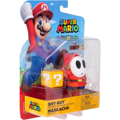 Super Mario Red Shy Guy 4 Inch Action Figure with Question Block