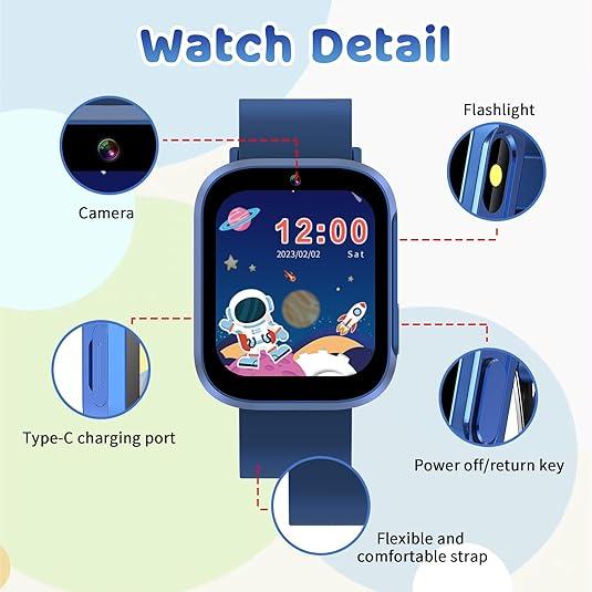 AMYJOY Kids Smartwatch with HD Camera, Games, Pedometer & Learning Apps - Logan's Toy Chest