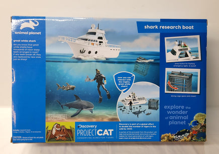 Animal Planet Great White Shark Research Boat 1 Diver 1 Shark Cage 2 Sharks & 13 Accessories Set - Logan's Toy Chest