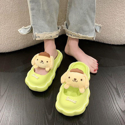 Anime My Melody Kuromi Summer Slippers Kawaii Cinnamoroll Home Anti-Skid Sandals Pompompurin Girl Cartoon Doll Outdoor Slides - Logan's Toy Chest