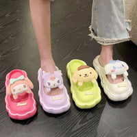 Anime My Melody Kuromi Summer Slippers Kawaii Cinnamoroll Home Anti-Skid Sandals Pompompurin Girl Cartoon Doll Outdoor Slides - Logan's Toy Chest