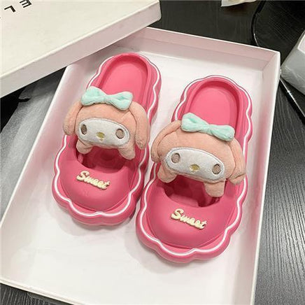 Anime My Melody Kuromi Summer Slippers Kawaii Cinnamoroll Home Anti-Skid Sandals Pompompurin Girl Cartoon Doll Outdoor Slides - Logan's Toy Chest