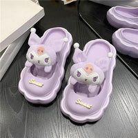 Anime My Melody Kuromi Summer Slippers Kawaii Cinnamoroll Home Anti-Skid Sandals Pompompurin Girl Cartoon Doll Outdoor Slides - Logan's Toy Chest