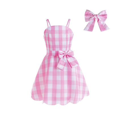 Barbie Movie Costume Dress & Accessories Cosplay Pink Plaid Halloween Costume - Logan's Toy Chest