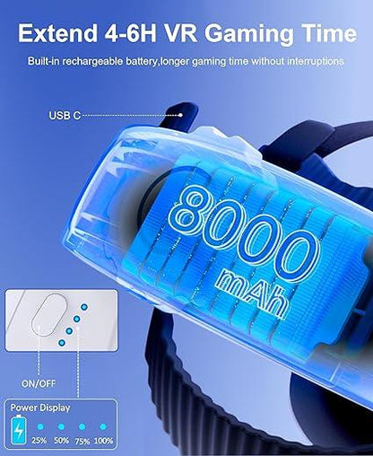 Battery Head Strap for Meta Quest 3S/3/2 – 8000mAh Rechargeable VR Strap - Logan's Toy Chest