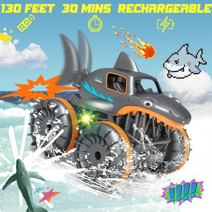 BEZGAR Amphibious Shark RC Car - 360° Spin Waterproof Remote Control Truck - Logan's Toy Chest