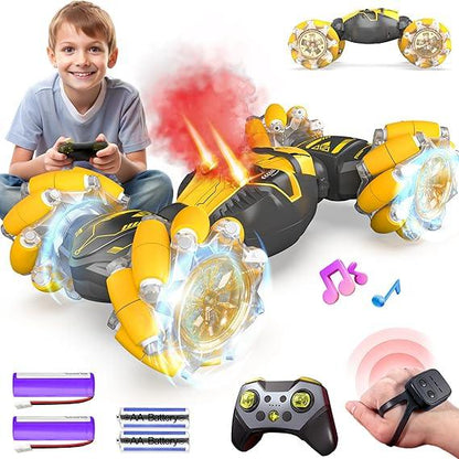 BEZGAR Double-Sided 360° RC Stunt Car – Gesture Controlled, LED Lights - Logan's Toy Chest