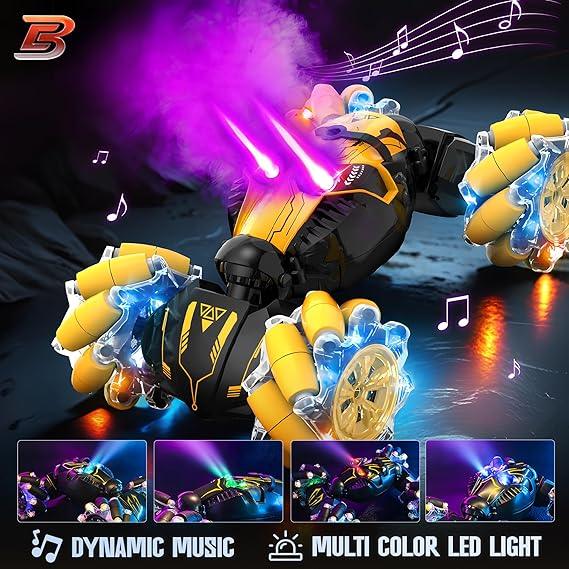 BEZGAR Double-Sided 360° RC Stunt Car – Gesture Controlled, LED Lights - Logan's Toy Chest