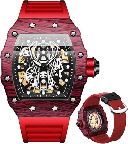 BINBOND Square Skeleton Automatic Watch – Self-Winding Mechanical Timepiece - Logan's Toy Chest