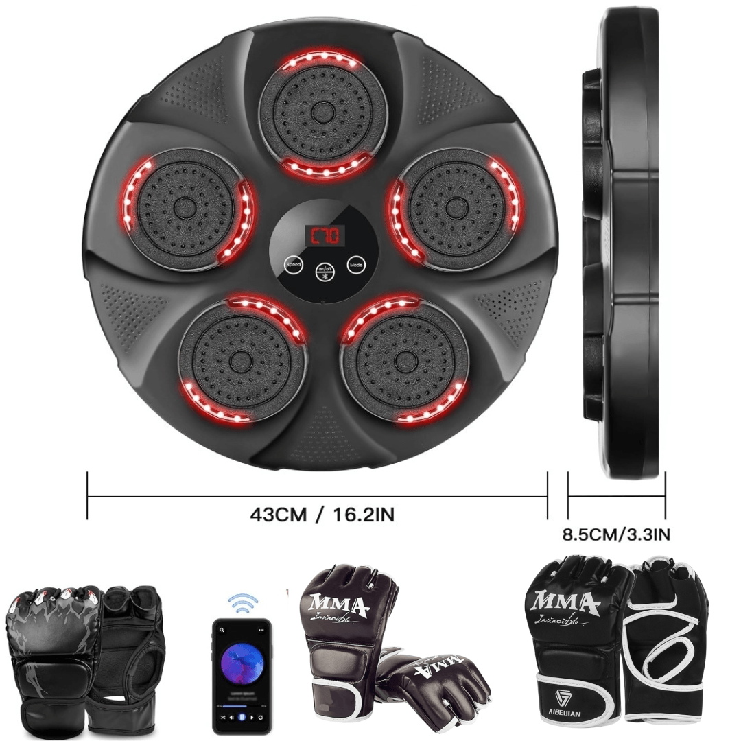 Bluetooth LED Music Boxing Machine USB Charge, 9 Modes, + 3 Pairs of Gloves - Logan's Toy Chest