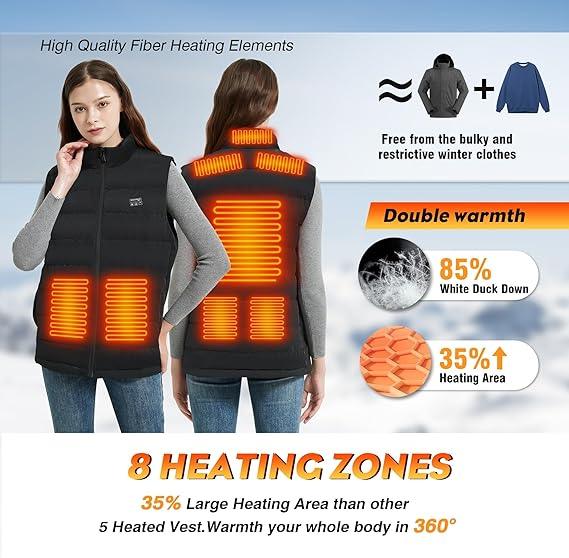 CaiQiXuan Heated Vest with 10000mAh Battery - 8 Heating Zones for Men & Women - Logan's Toy Chest