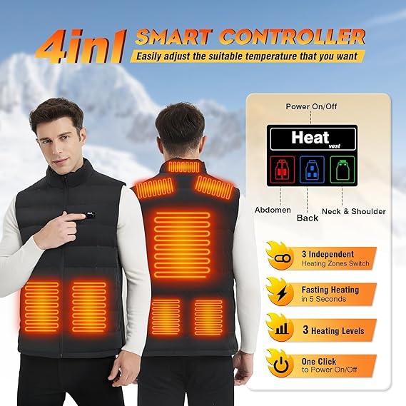CaiQiXuan Heated Vest with 10000mAh Battery - 8 Heating Zones for Men & Women - Logan's Toy Chest