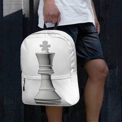 Chess King Piece Large Gray Print Front Backpack - Logan's Toy Chest