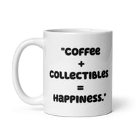 Coffee + Collectibles = Happiness White Glossy Mugs - Logan's Toy Chest