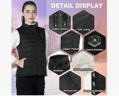 COREEDGE Women's Smart Heated Vest - 5-in-1 Controller, Rechargeable Battery - Logan's Toy Chest