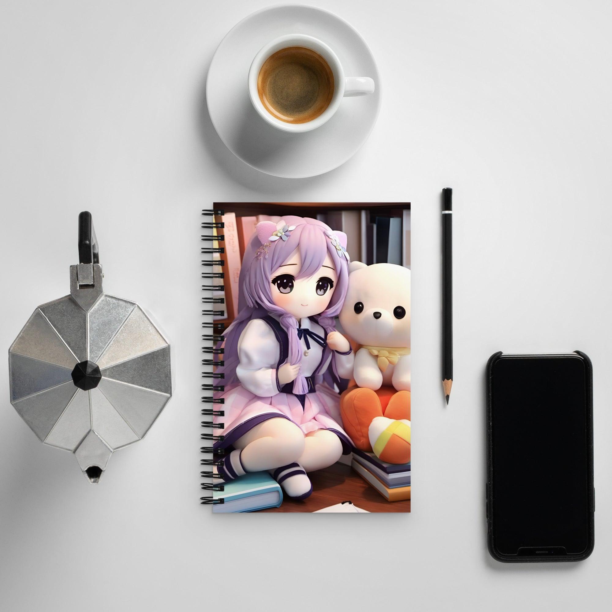 Cute Anime Girl Spiral Notebook by Mlekutees - Pixels