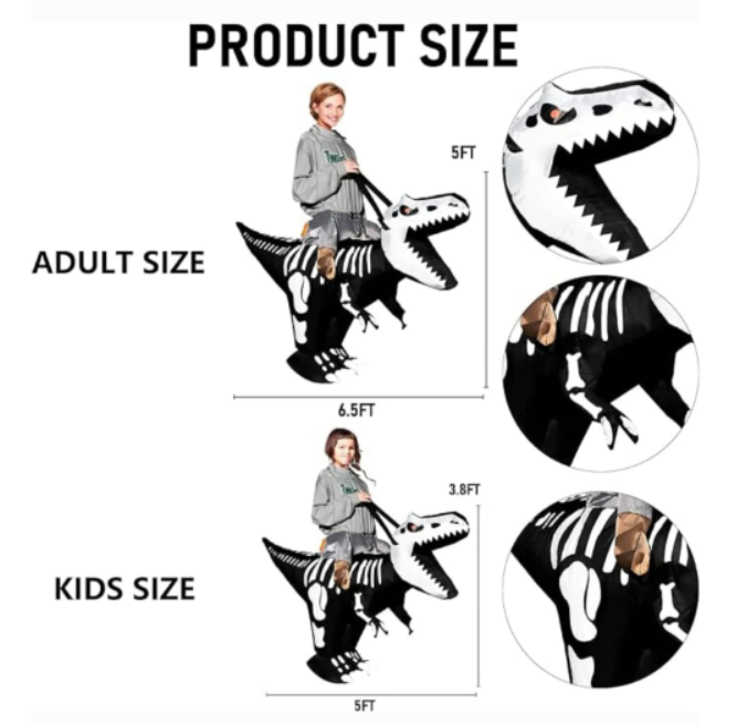 Dazzle Bright Halloween Inflatable Dinosaur Costume - Fun Cosplay - Logan's Toy Chest