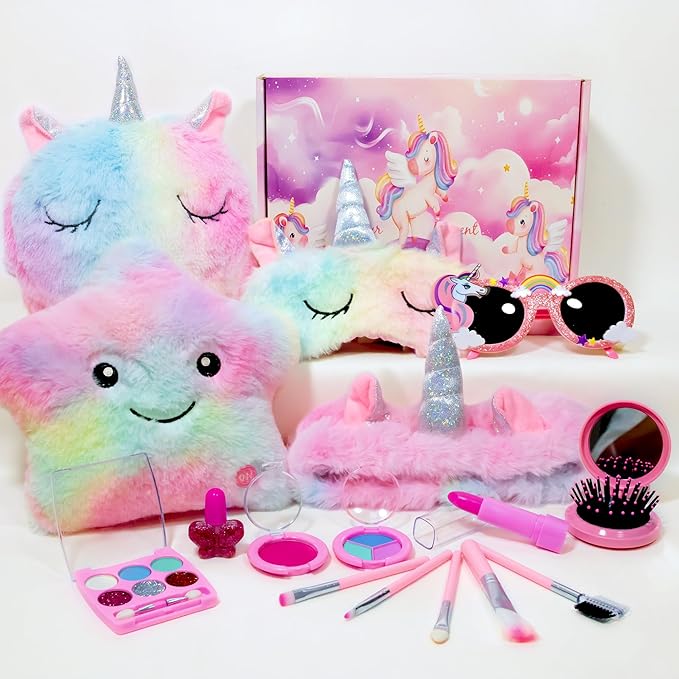 Diayiko Unicorn Gifts Set for Girls - Plush Pillow, Bag, Makeup & More! - Logan's Toy Chest