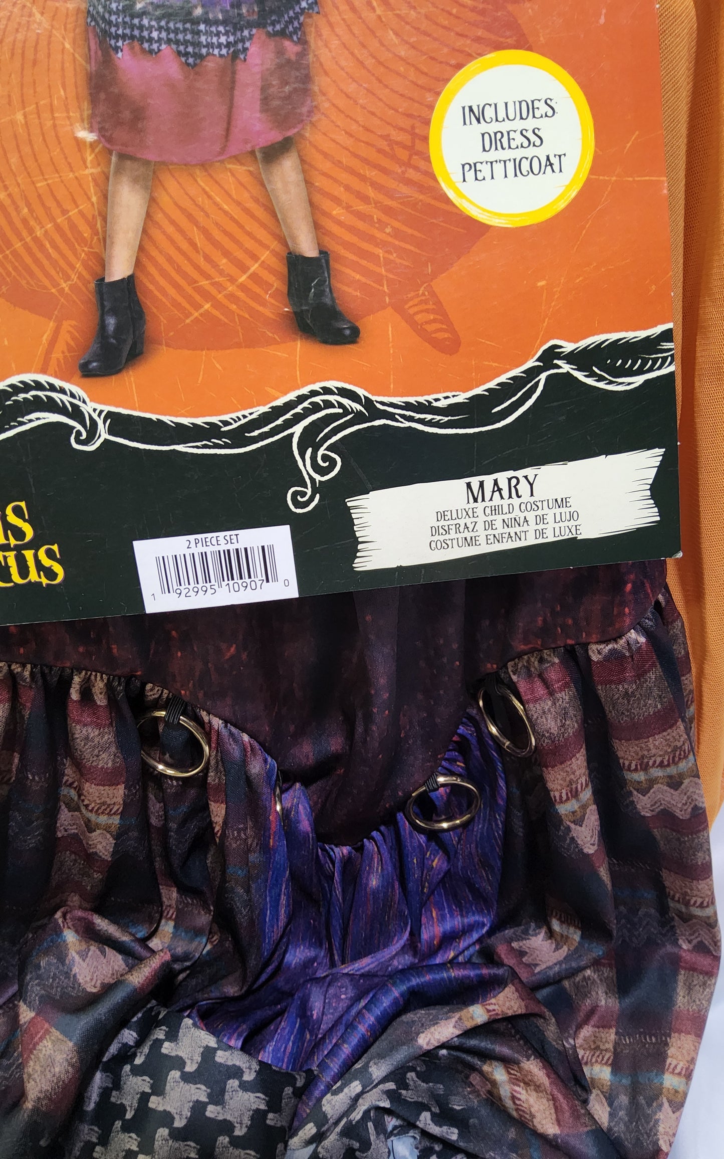 Disney's Mary Hocus Pocus Costume Large 10-12 with Adjustable Chid Size Wig - Logan's Toy Chest