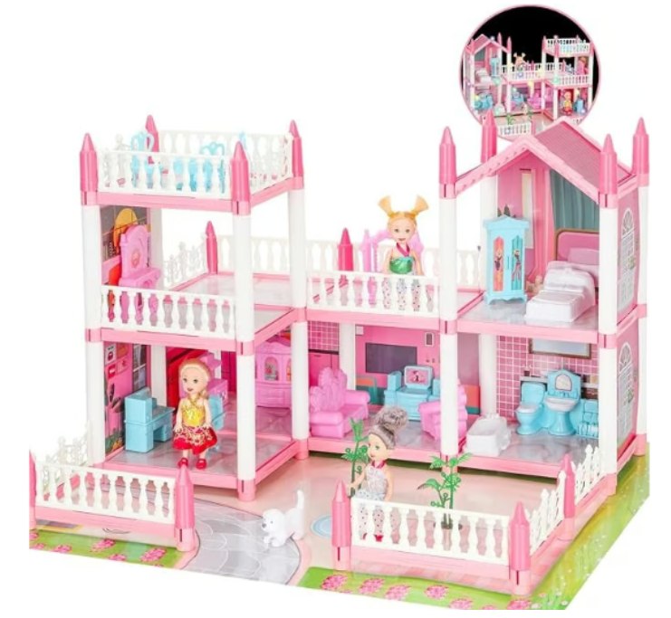 DIY Dollhouse for Girls, Dream Playhouse with Furniture, Lights, Ages 6+ - Logan's Toy Chest