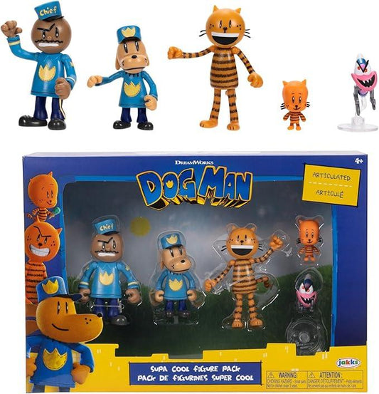 Dog Man Movie Action Figures Set – Lil Petey, Petey, Chief, Flippy - Logan's Toy Chest