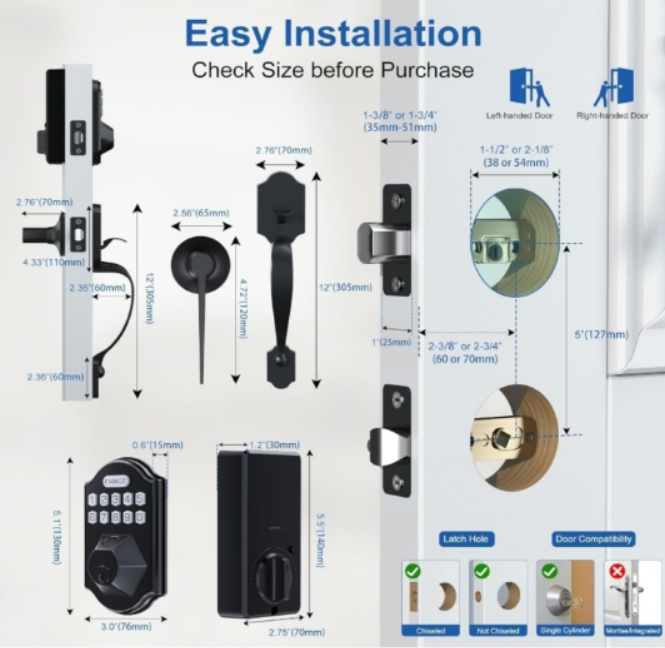 ENOKER Keyless Smart Lock - Fingerprint Keypad Bluetooth Auto-Lock App Controled - Logan's Toy Chest