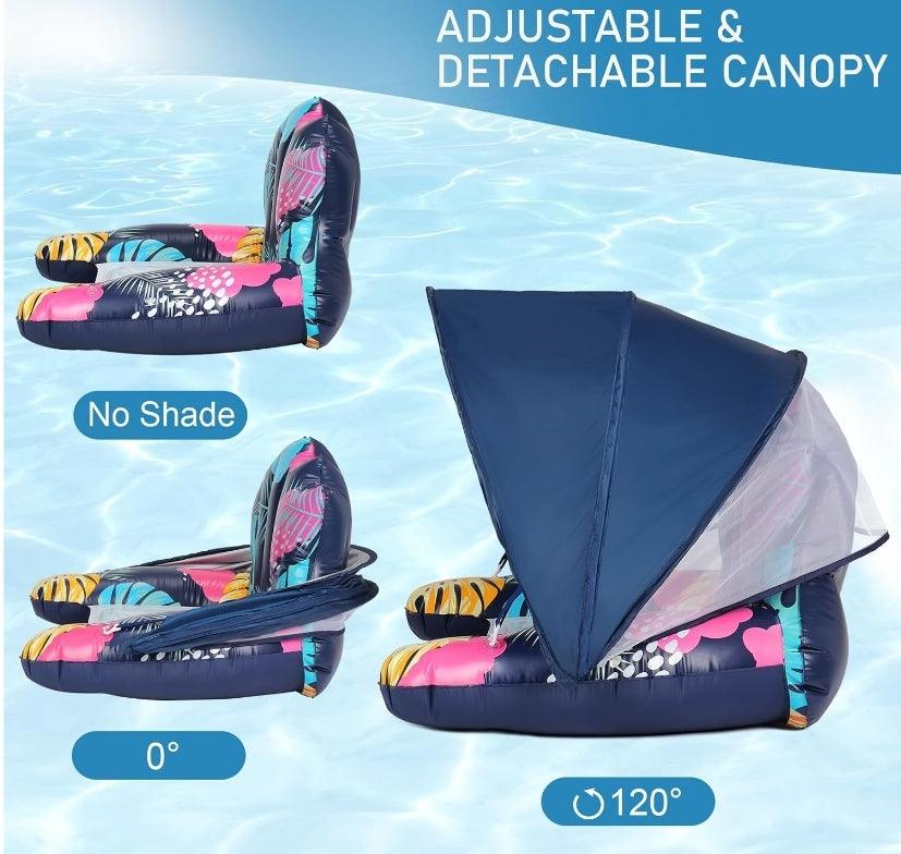 Extpro Pool Float with Canopy - Floral Design - Logan's Toy Chest