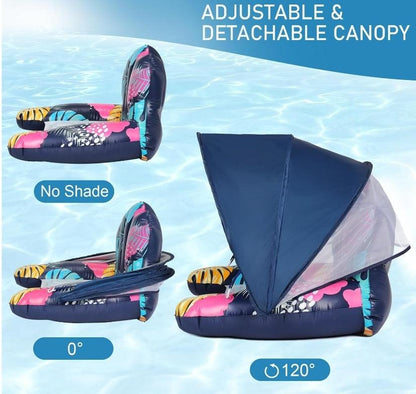 Extpro Pool Float with Canopy - Floral Design - Logan's Toy Chest