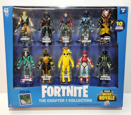 Fortnite 10 Figure Ch 1 Collection Battle Royale Set Drift, Peely, Rox & More - Logan's Toy Chest