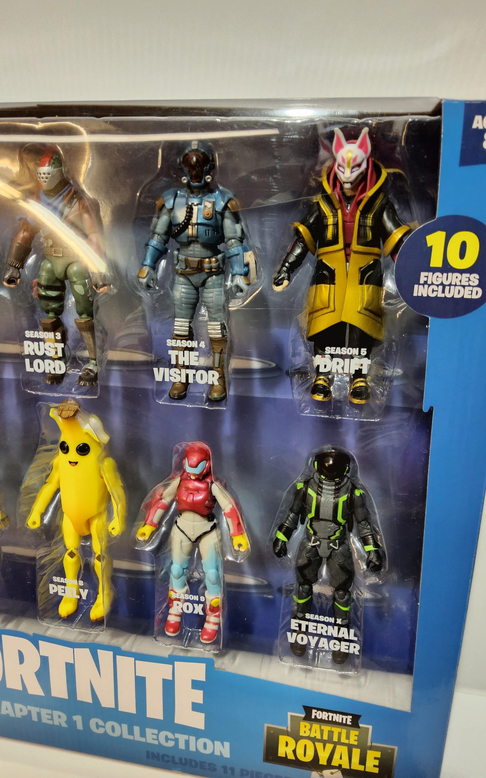 Fortnite 10 Figure Ch 1 Collection Battle Royale Set Drift, Peely, Rox & More - Logan's Toy Chest