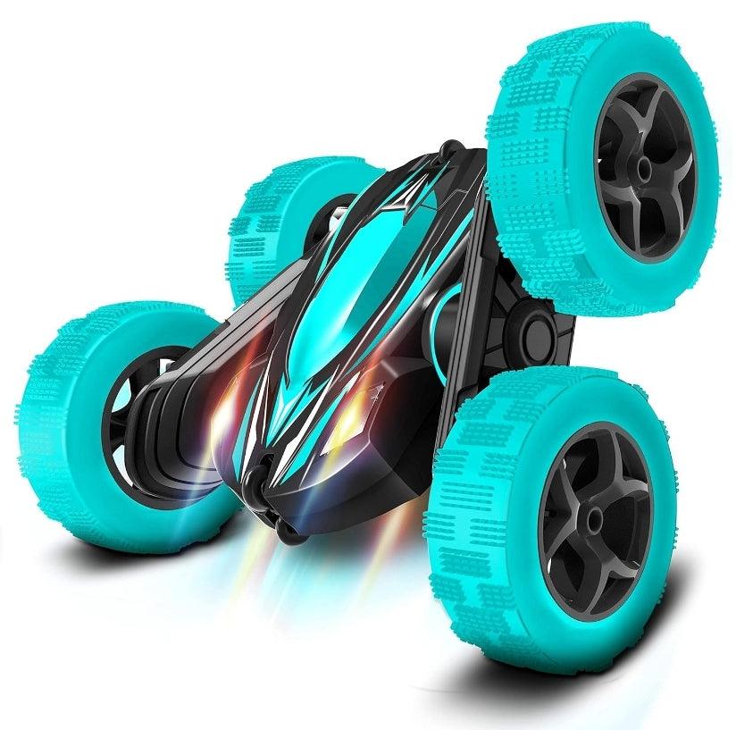 FREE TO FLY 360° RC Stunt Car 4WD - Kids' Race Toy, Rechargeable Cyan - Logan's Toy Chest